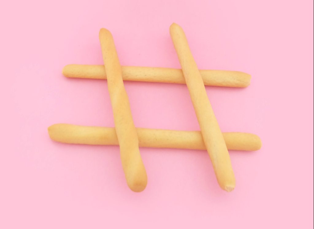 Hashtag made out of chips 