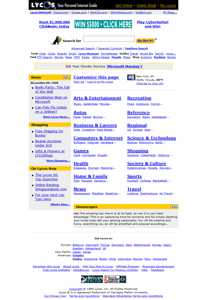 white space is important - Lycos in 1999